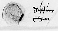 Eget segl benyttet 7. april 1626 (Vedlegg x til Fogderegnskap Moss 1625-26)